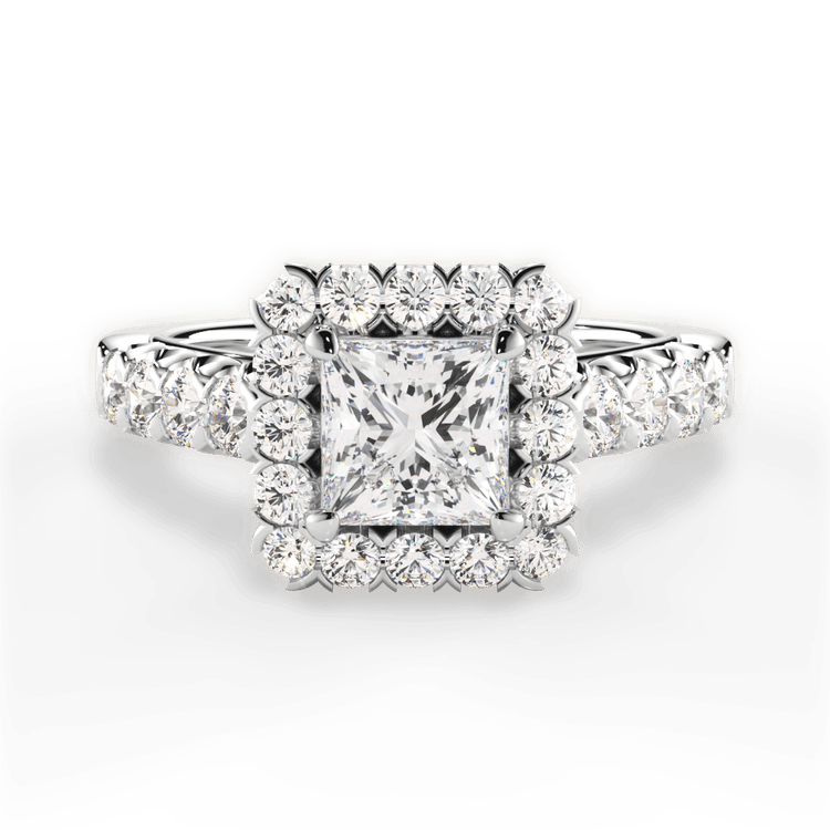 The Cesia Pear Shaped Platinum Masterwork Halo Diamond Band Engagement Ring