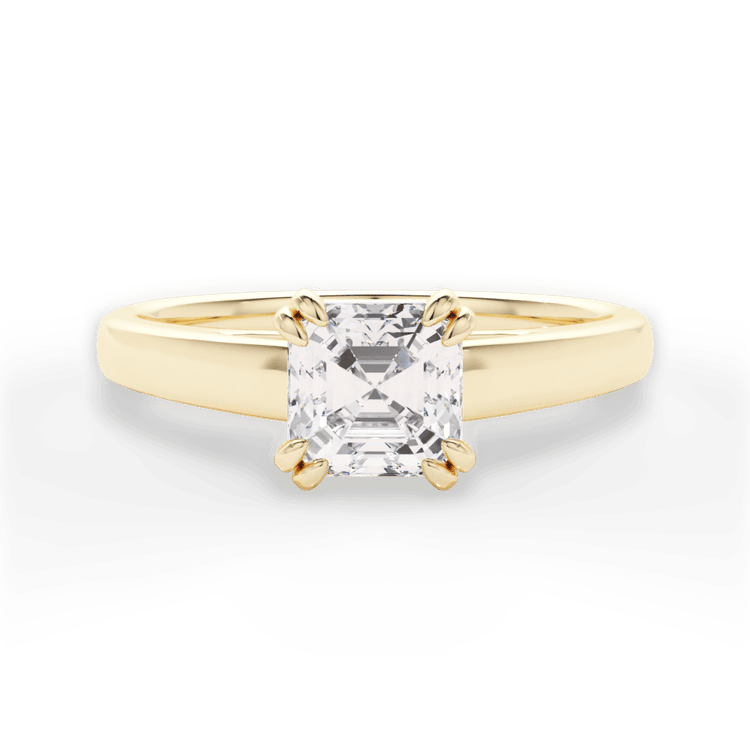 The Brooke Asscher Cut 18kt Yellow Gold Solitaire Cathedral Tulip Engagement Ring