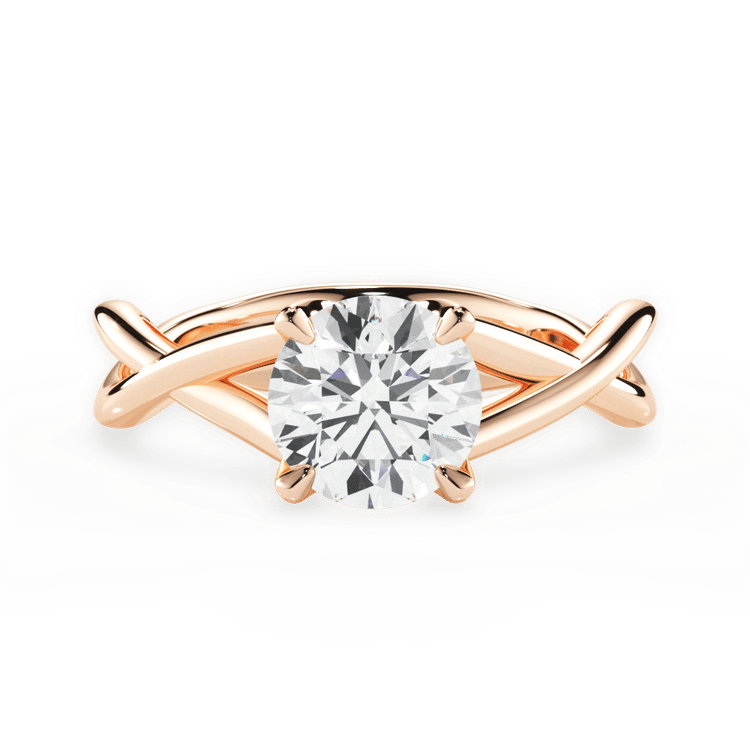 The Carmella Round Cut 18kt Rose Gold Open-Twist Solitaire Engagement Ring