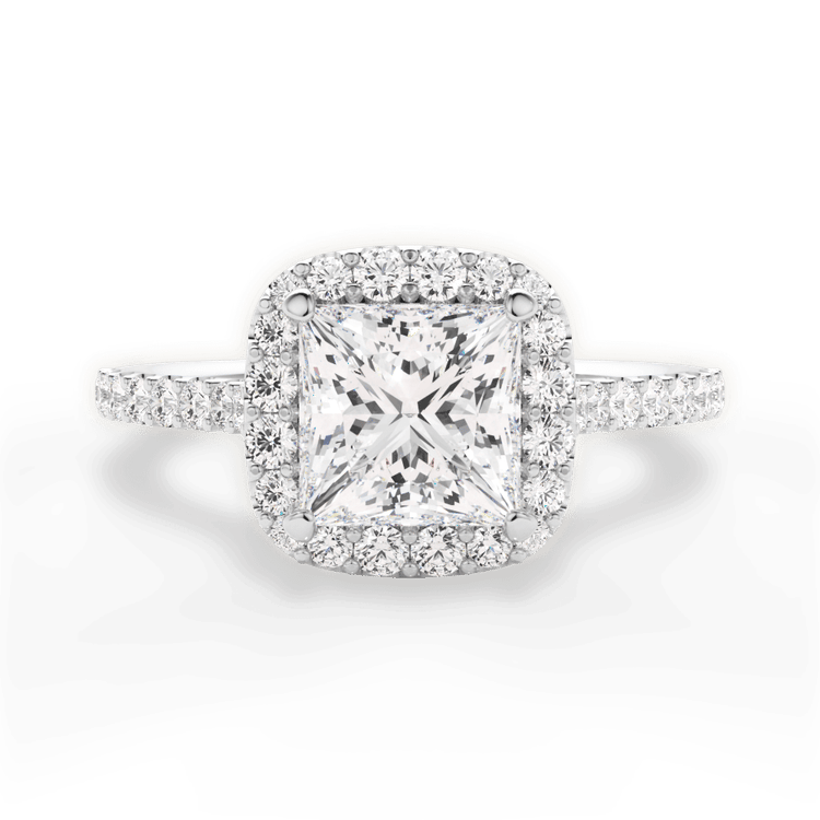 The Aria Pear Shaped 14kt White Gold Halo Diamond Engagement Ring