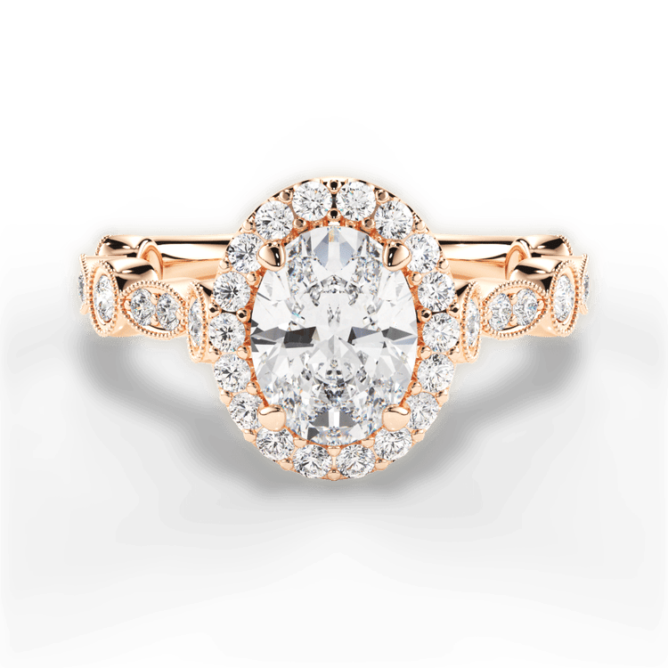 18kt Rose Gold Round & Marquise Diamond Halo Engagement Ring