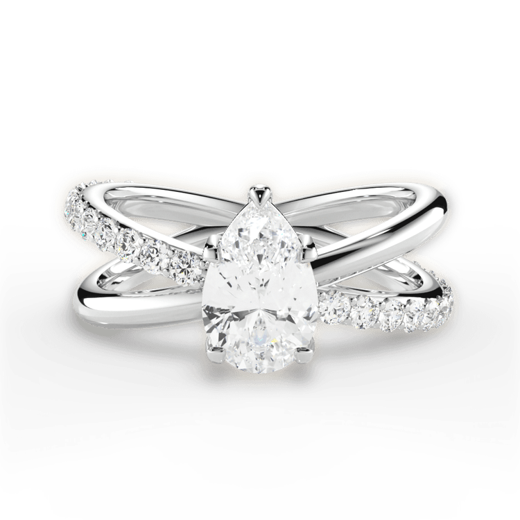 The Odette Princess Cut Platinum Modern Open Band Diamond Engagement Ring