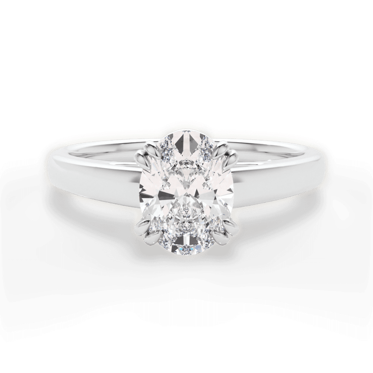 The Kendra Oval Cut Platinum Solitaire Cathedral Tulip Engagement Ring