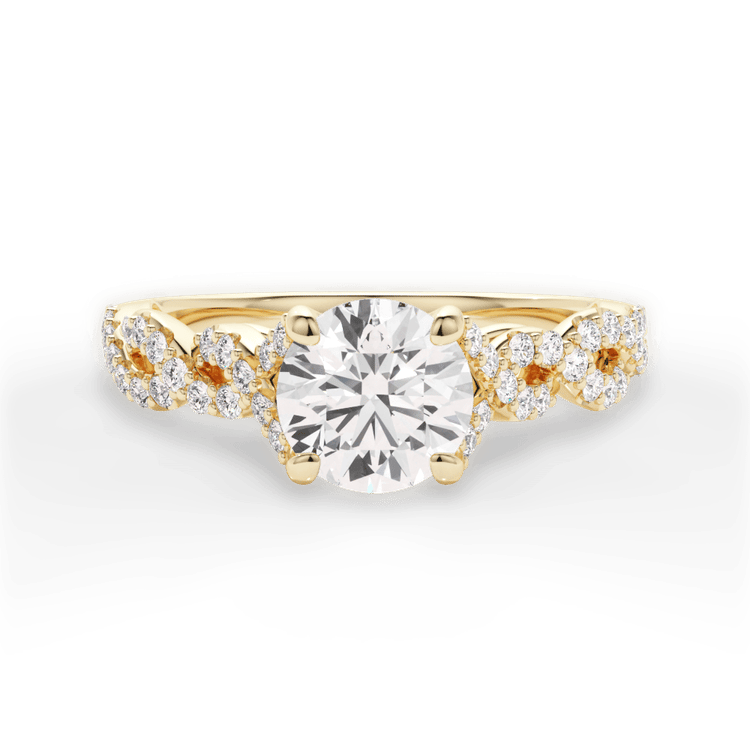 The Aurora Round Cut 18kt Yellow Gold Diamond Twist Engagement Ring