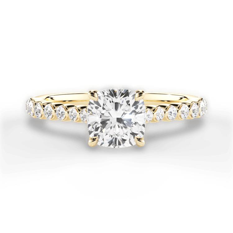 The Mikaela Cushion Cut 18kt Yellow Gold Floating Diamond Engagement Ring