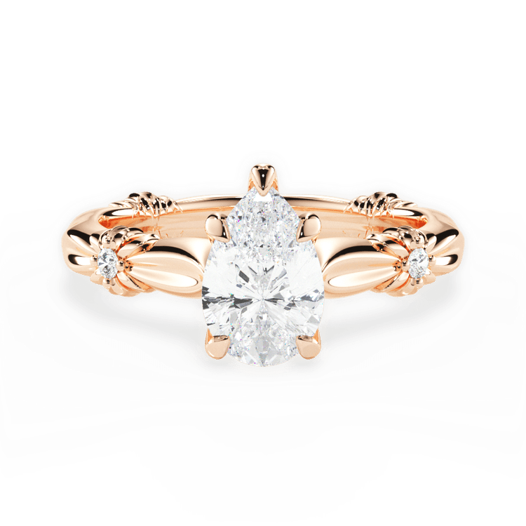 The Edith Princess Cut 18kt Rose Gold Ribbon Engagement Ring