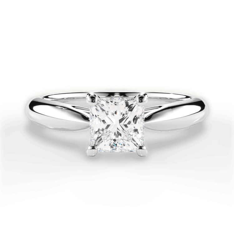 The Jasmine Pear Shaped Platinum Tapered Cathedral Solitaire Engagement Ring