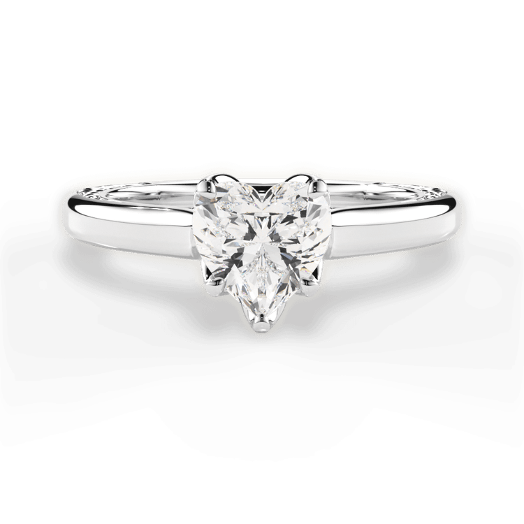The Kenzie Heart Shaped Platinum Solitaire Diamond Braided Engagement Ring