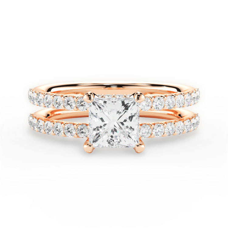 The Astra Pear Shaped 18kt Rose Gold Double Row Diamond Engagement Ring