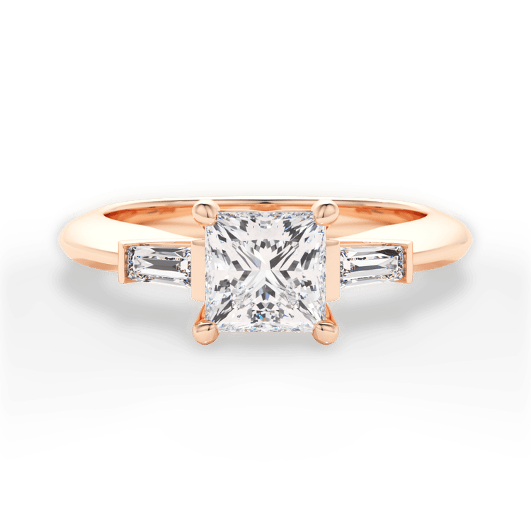 The Emma Pear Shaped 18kt Rose Gold Tapered Baguette Diamond Engagement Ring