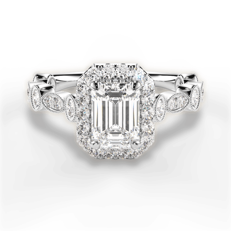 Platinum Round & Marquise Diamond Halo Engagement Ring
