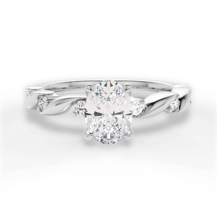 The Zariah Oval Cut Platinum Coil Twist Diamond Engagement Ring
