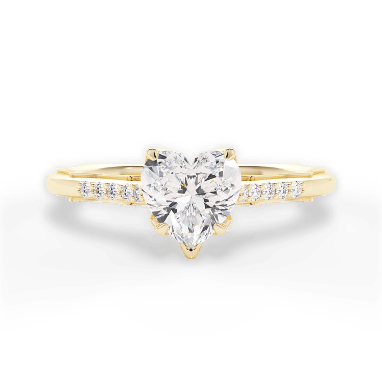The Stephie Heart Shaped 18kt Yellow Gold Modern French-Set Band Diamond Engagement Ring