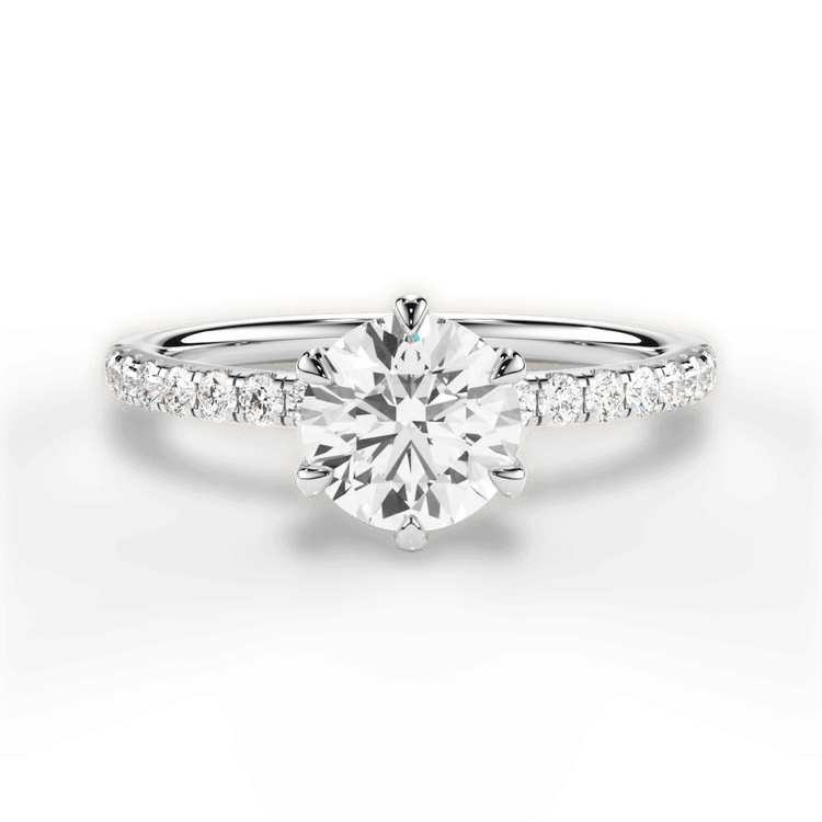 The Sofia Round Cut Platinum Six-Prong Diamond Band Engagement Ring