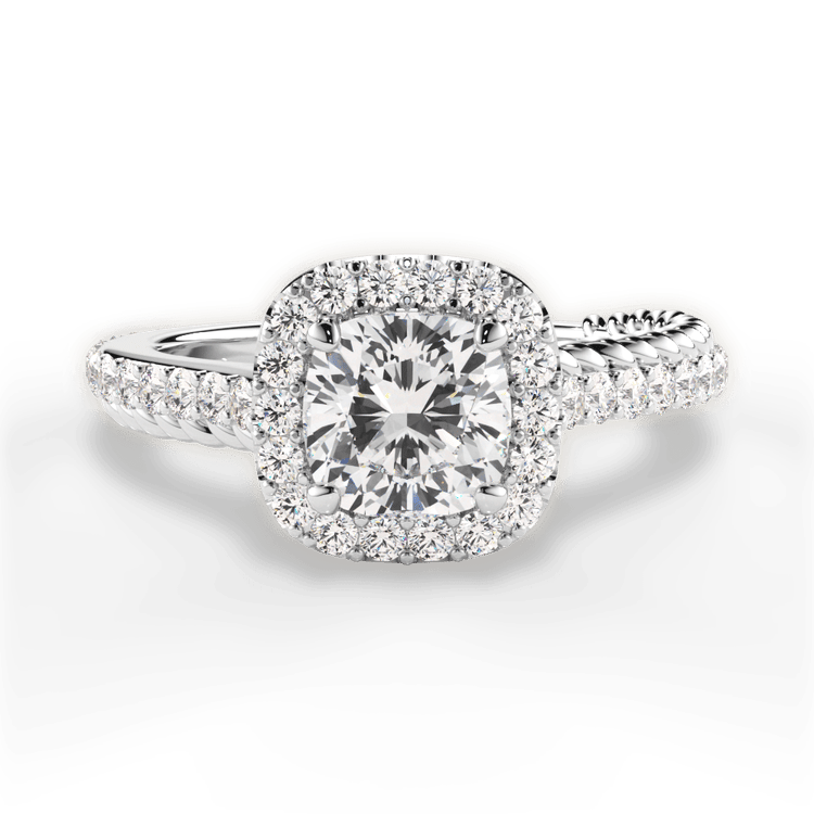 The Xiomara Cushion Cut Platinum Two-Sided Split Diamond Engagement Ring