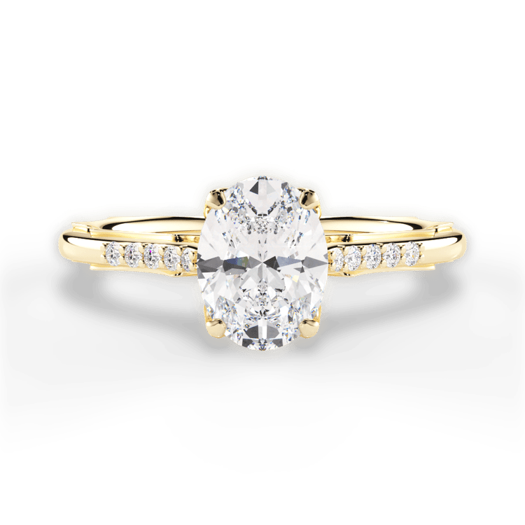 The Stephie Oval Cut 18kt Yellow Gold Modern French-Set Band Diamond Engagement Ring