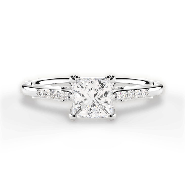 The Stephie Pear Shaped Platinum Modern French-Set Band Diamond Engagement Ring