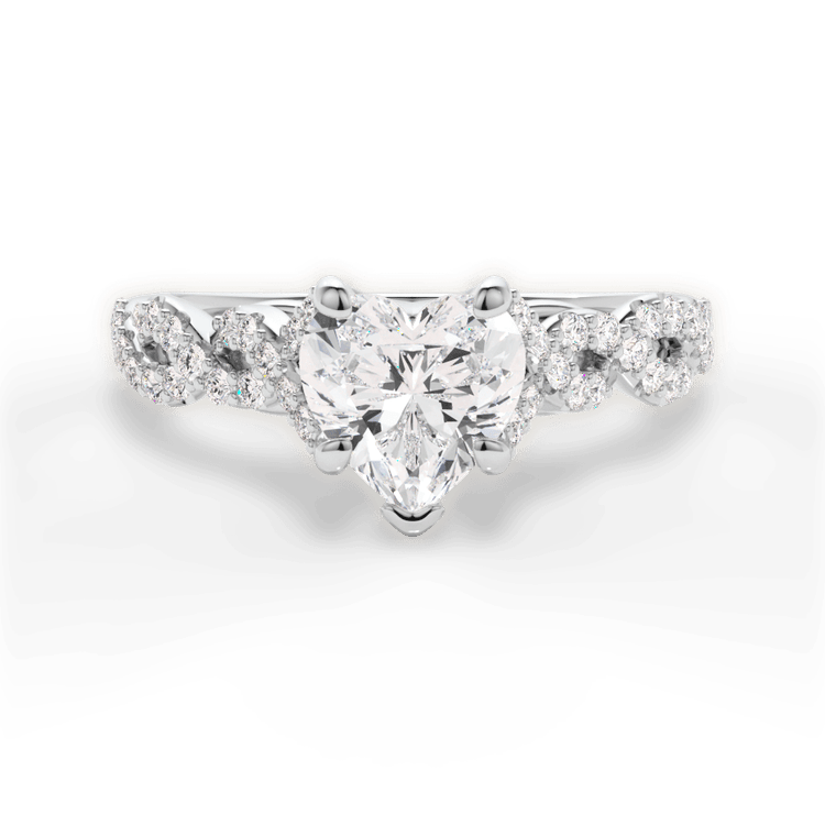 The Aurora Heart Shaped Platinum Diamond Twist Engagement Ring