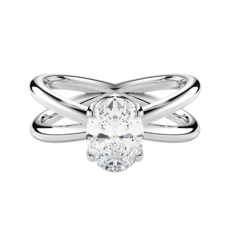 The Ciara Oval Cut Platinum Split Double Band Solitaire Engagement Ring