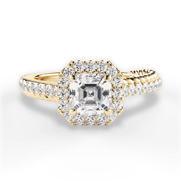 The Xiomara Asscher Cut 18kt Yellow Gold Two-Sided Split Diamond Engagement Ring