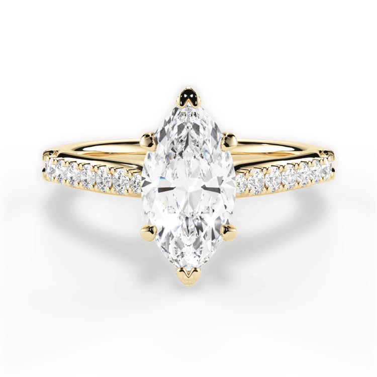 The Adele Marquise Cut 18kt Yellow Gold French-Set Diamond Band Engagement Ring