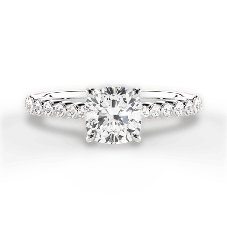 The Mikaela Cushion Cut Platinum Floating Diamond Engagement Ring