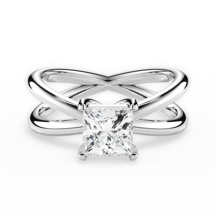 The Ciara Pear Shaped Platinum Split Double Band Solitaire Engagement Ring
