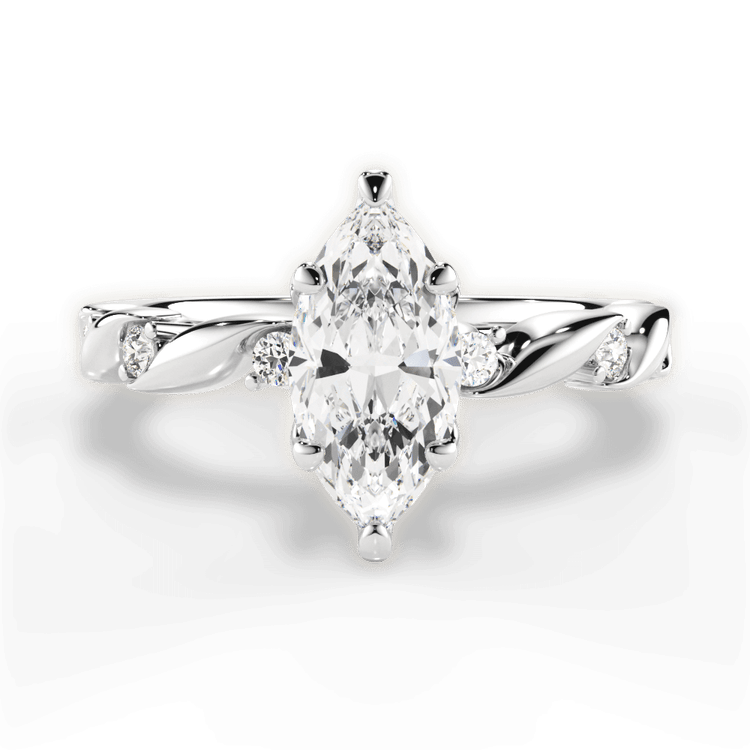 The Zariah Marquise Cut Platinum Coil Twist Diamond Engagement Ring