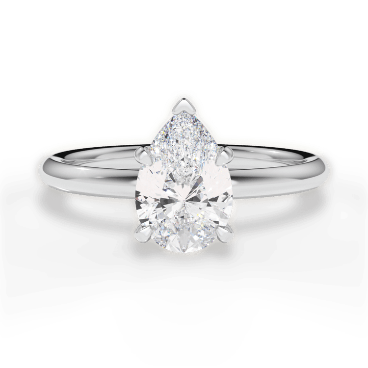The Stella Princess Cut Platinum Classic Solitaire Engagement Ring with Hidden Halo