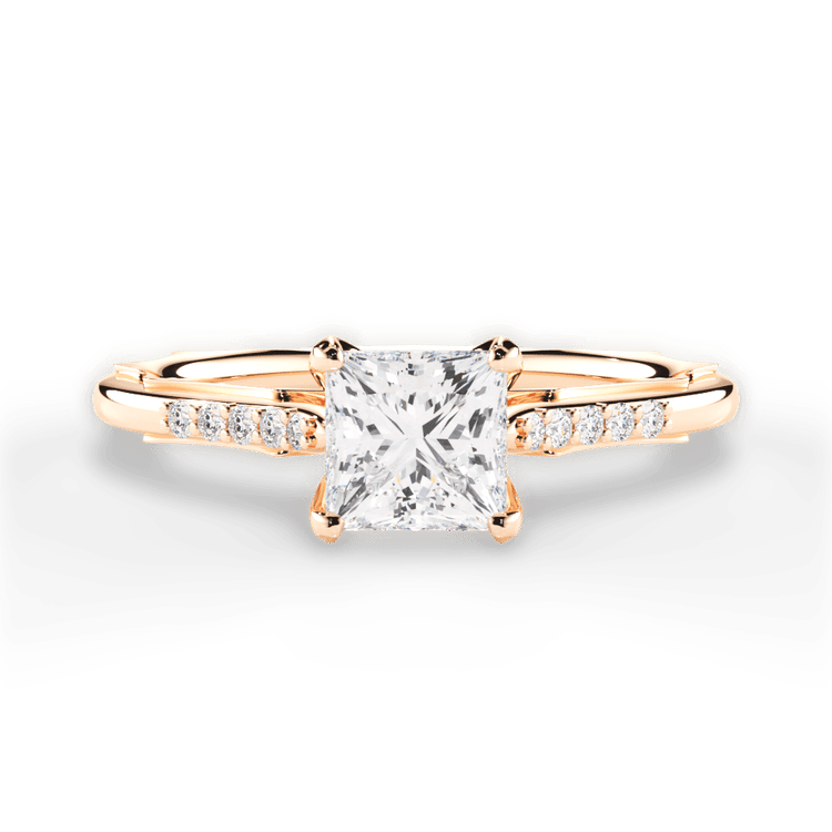The Stephie Pear Shaped 18kt Rose Gold Modern French-Set Band Diamond Engagement Ring