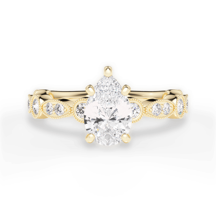 The Ciela Princess Cut 18kt Yellow Gold Split Double Band Solitaire Engagement Ring