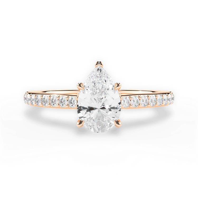 The Suri Pear Cut 18kt Rose Gold Hidden Halo Diamond Engagement Ring