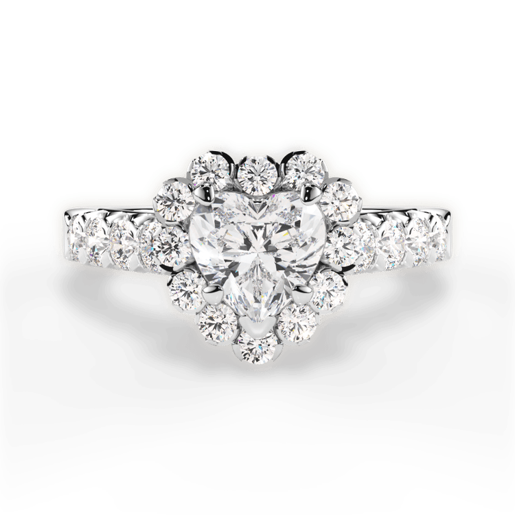 The Cesia Heart Shaped Platinum Masterwork Halo Diamond Band Engagement Ring