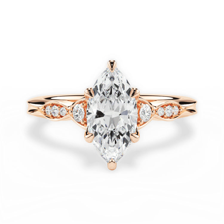 The Alida Marquise Cut 18kt Rose Gold Vintage Diamond Accent Engagement Ring