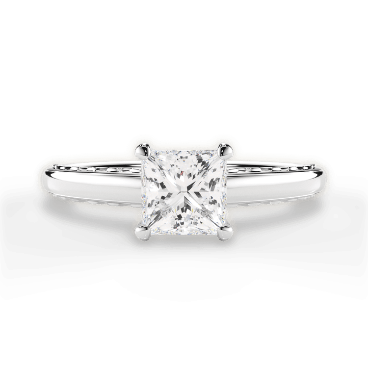 The Alessia Pear Shaped Platinum Engraved Solitaire Engagement Ring