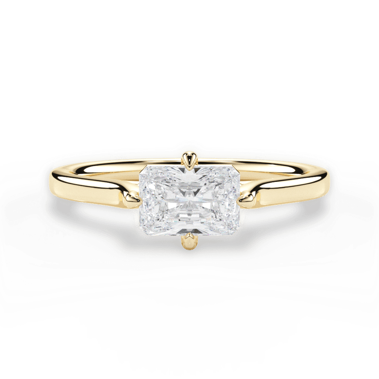 The Kat Radiant Cut 18kt Yellow Gold Kite-Set Solitaire Engagement Ring