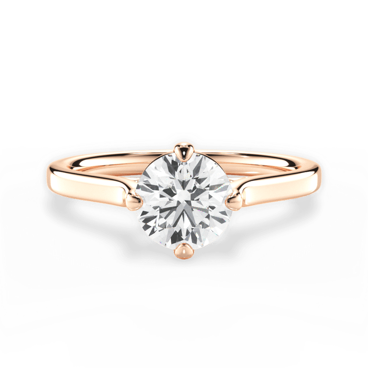 The Kat Round Cut 18kt Rose Gold Kite-Set Solitaire Engagement Ring