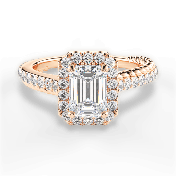The Xiomara Emerald Cut 18kt Rose Gold Two-Sided Split Diamond Engagement Ring