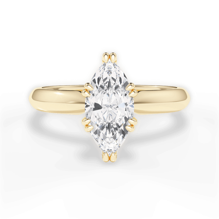 The Romie Marquise Cut 18kt Yellow Gold Solitaire Knife-Edge Tulip Engagement Ring
