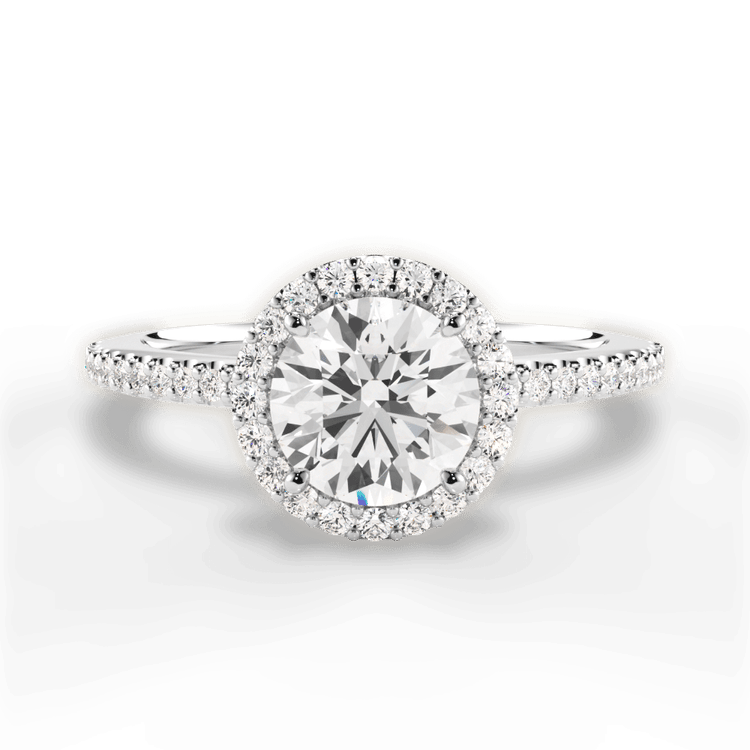 The Onesty Round Cut Platinum French-Set Halo Diamond Gallery Engagement Ring