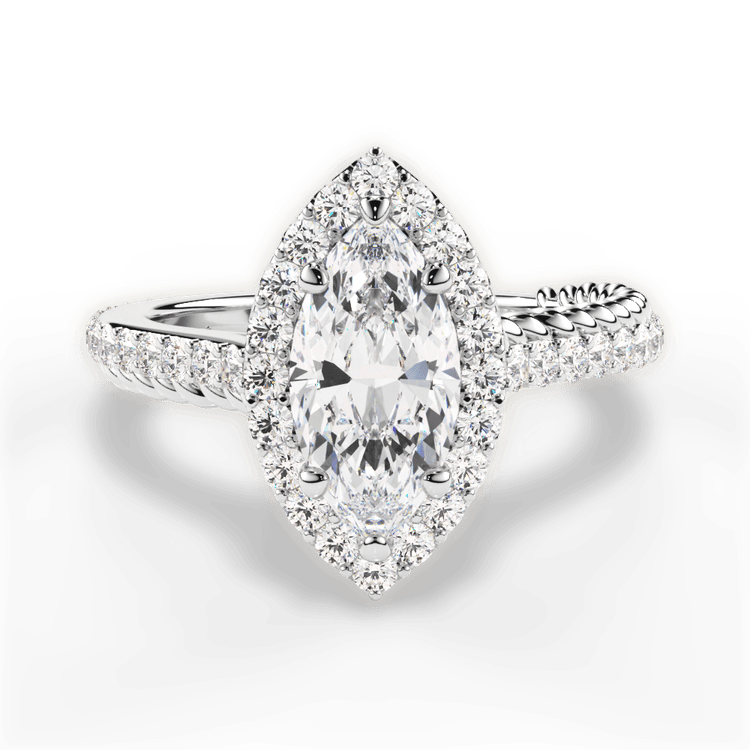 The Xiomara Marquise Cut Platinum Two-Sided Split Diamond Engagement Ring