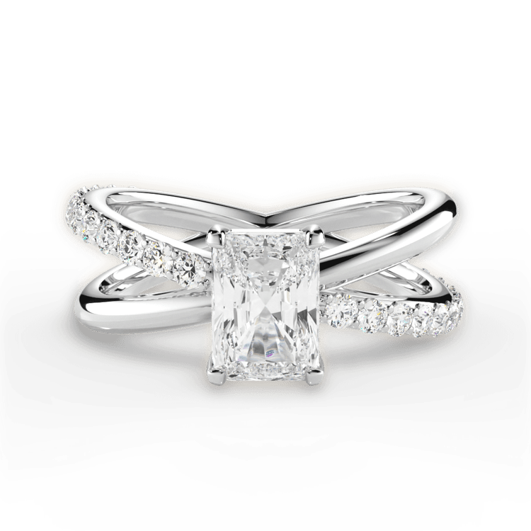 The Odette Radiant Cut Platinum Modern Open Band Diamond Engagement Ring