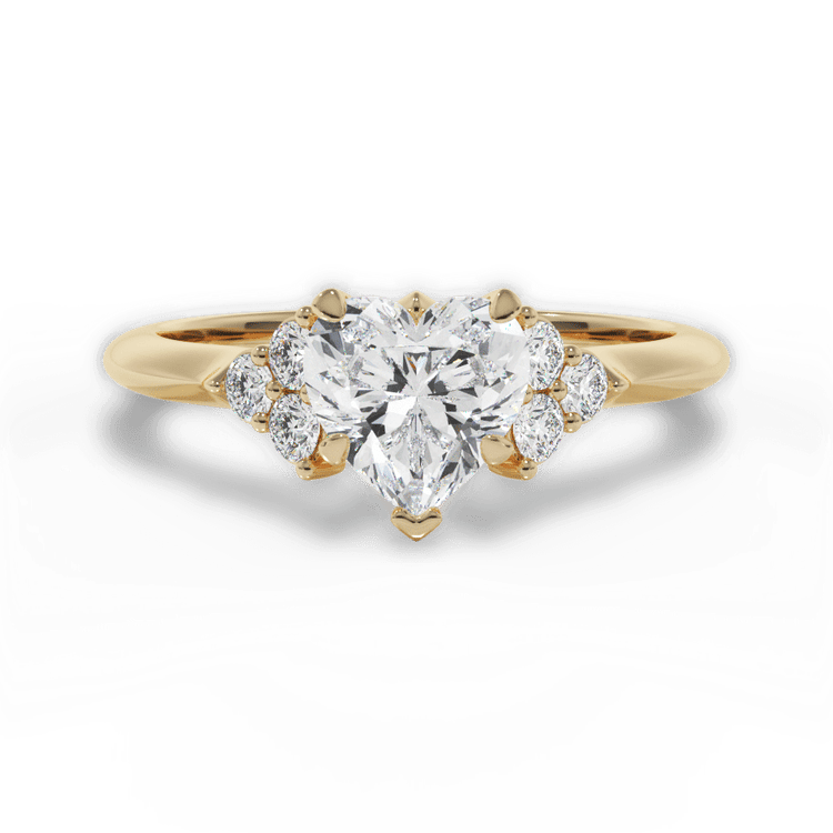 The Dalia Heart Shaped 18kt Yellow Gold Cluster Sidestone Diamond Engagement Ring