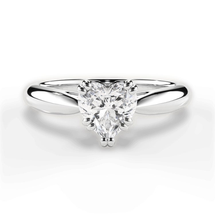 The Cordelia Heart Shaped 14kt White Gold Solitaire Tulip Cathedral Engagement Ring