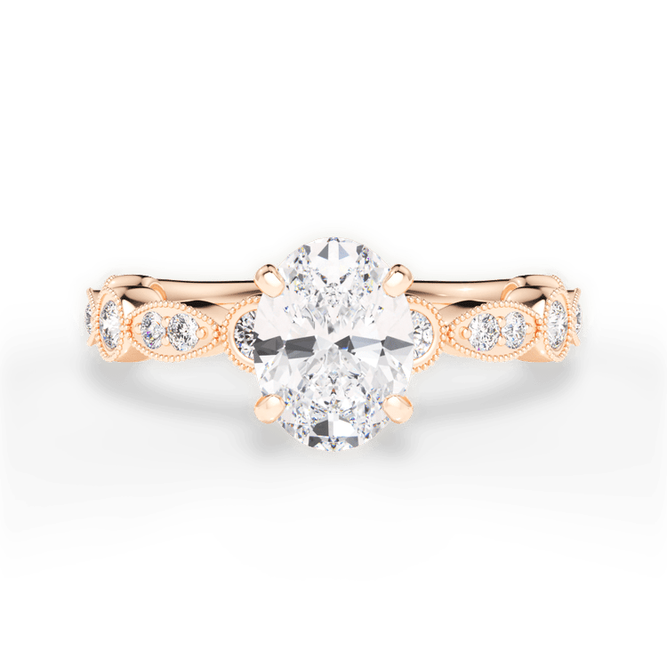 The Ciela Oval Cut 18kt Rose Gold Split Double Band Solitaire Engagement Ring