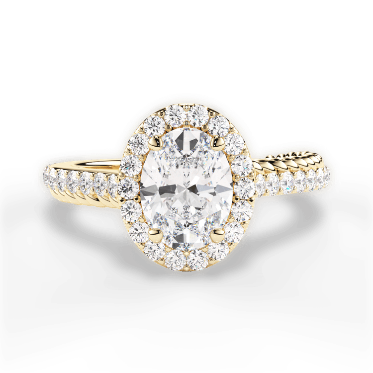 The Xiomara Oval Cut 18kt Yellow Gold Two-Sided Split Diamond Engagement Ring