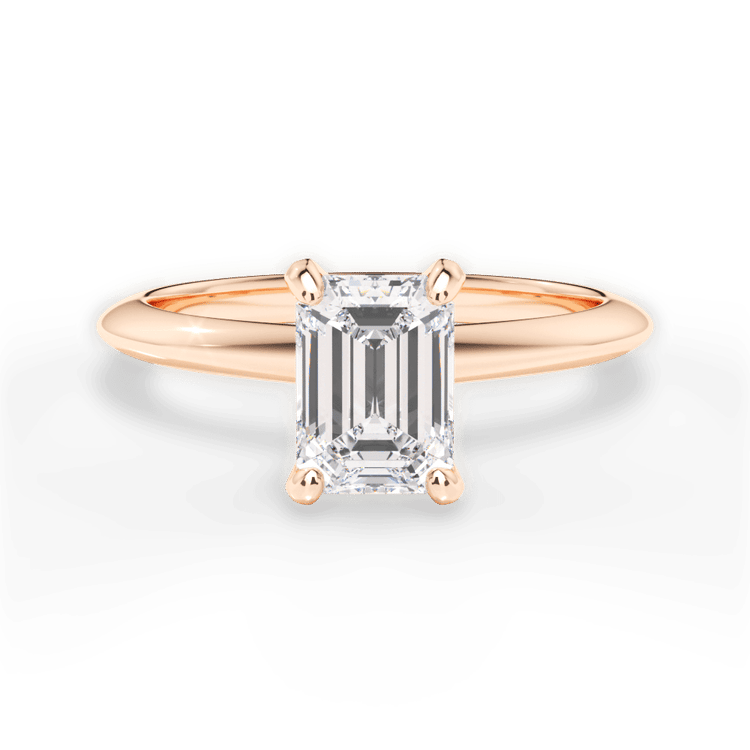 The Sybil Emerald Cut 18kt Rose Gold Solitaire Knife-Edge Engagement Ring