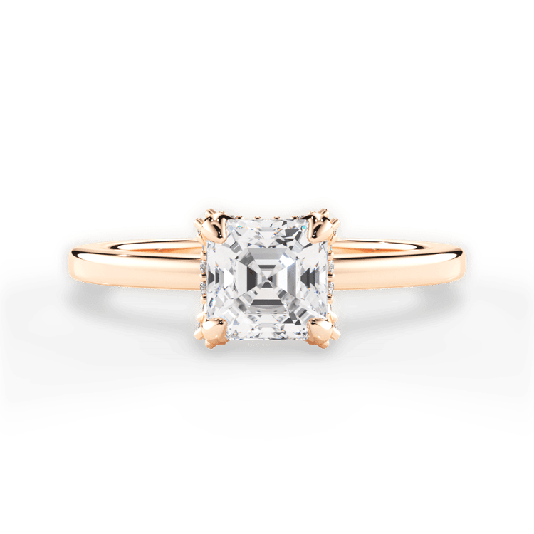 The Amara Asscher Cut 18kt Rose Gold Diamond Collar Solitaire Engagement Ring
