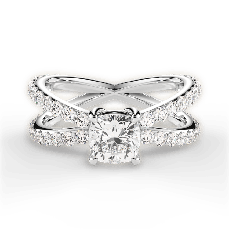 The Nora Cushion Cut Platinum Open Band Diamond Engagement Ring