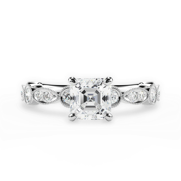 The Ciela Asscher Cut Platinum Split Double Band Solitaire Engagement Ring